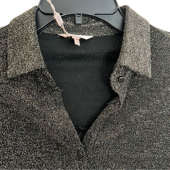 NYE Esqualo Gold / Black Button down Black with metallic gold Size XS Women NWT - Picture 2 of 16